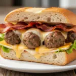 Game Day Bacon Cheeseburger Meatball Subs - featured image