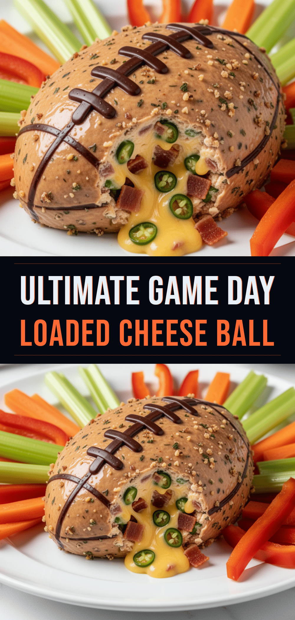 Game Day Loaded Football Cheese Ball: 5 Easy Party Snacks 5 Game Day Loaded Football Cheese Ball recipe