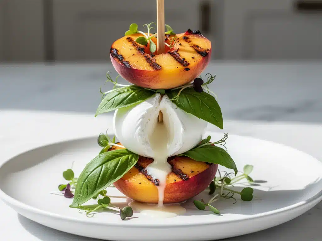 grilled peach burrata skewers - featured image