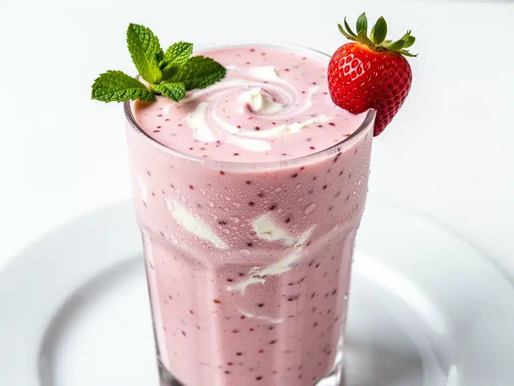 high-protein strawberry cheesecake smoothie - featured image