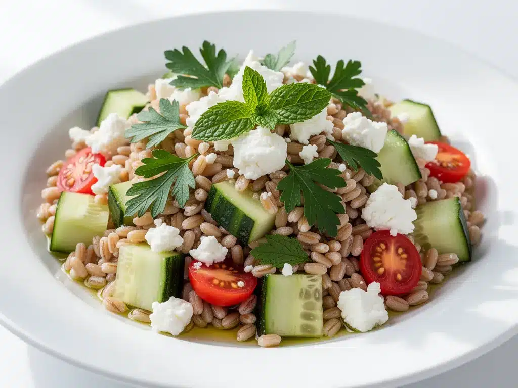 Mediterranean Farro Salad with Cucumber: 5-Step Easy Dinner 4 Mediterranean Farro Salad with Cucumber preparation steps