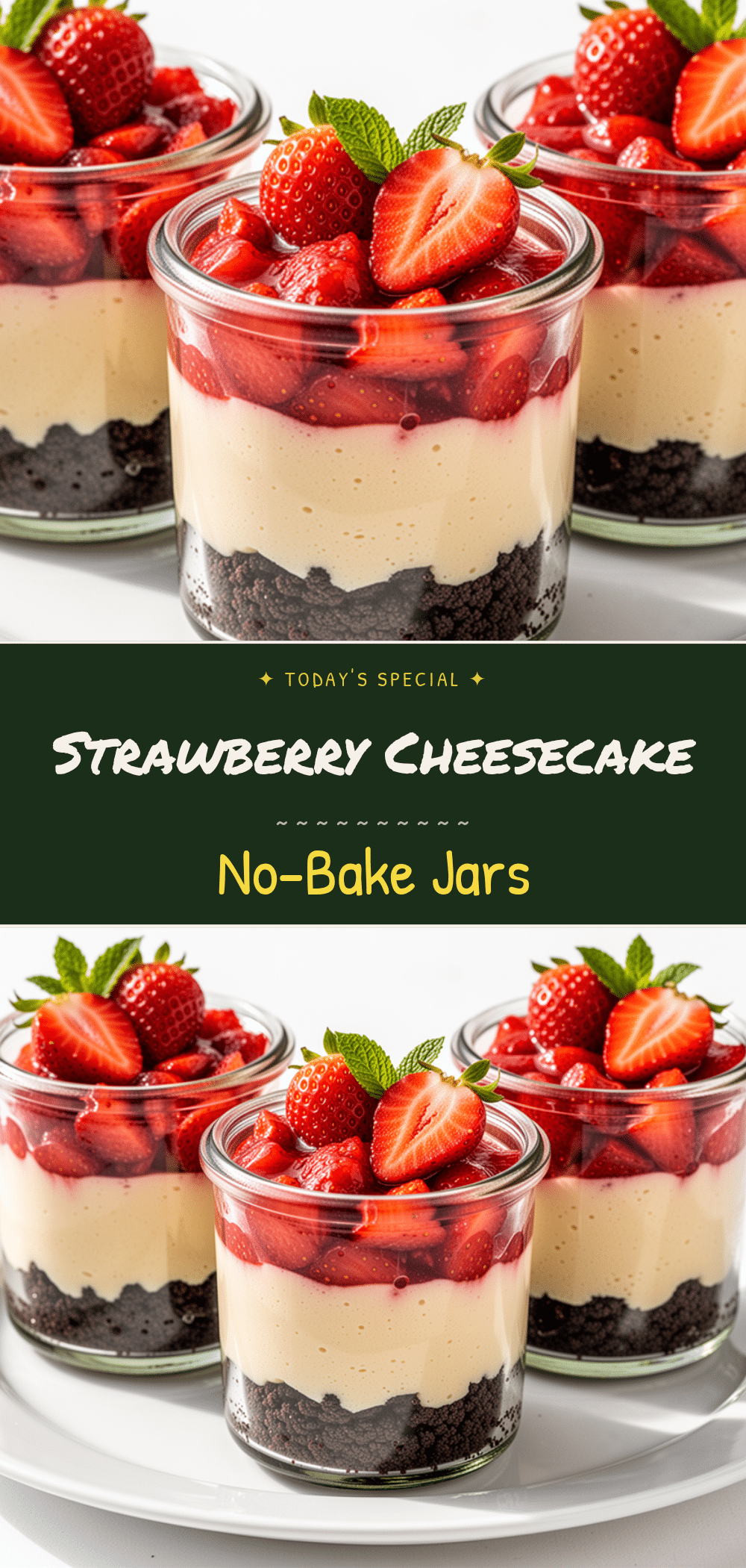 No-Bake Strawberry Cheesecake Jars: Easy Dessert Jar Recipe 5 No-Bake Strawberry Cheesecake Jars recipe