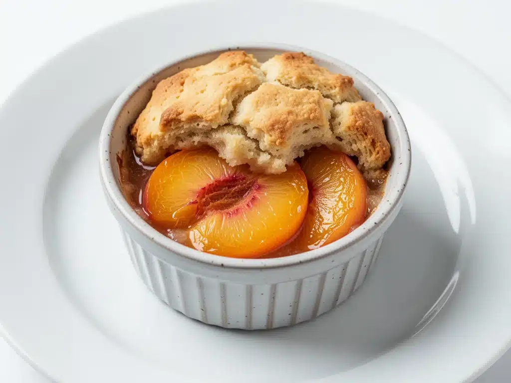 single-serve air fryer peach cobbler - featured image