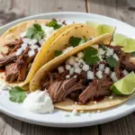 slow cooker beef barbacoa tacos - featured image