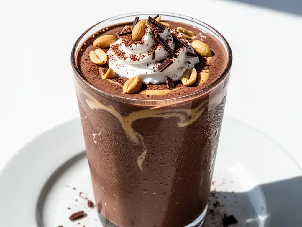 vegan chocolate peanut butter protein shake - featured image