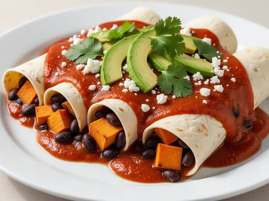 Vegetarian Black Bean and Sweet Potato Enchiladas - featured image