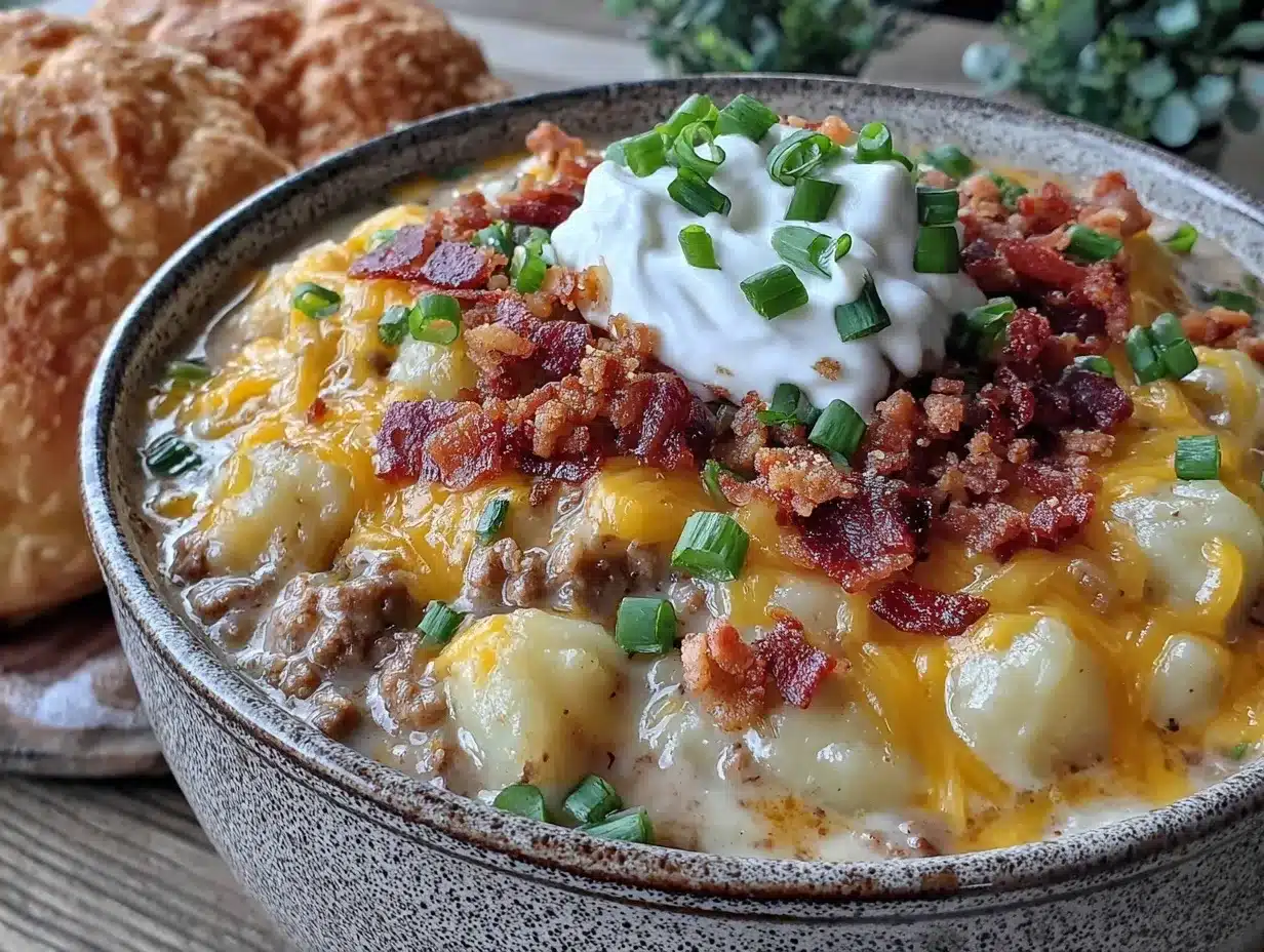 Budget-Friendly Cheeseburger Potato Soup: Cheap 1-Person Meal 4 budget-friendly cheeseburger potato soup preparation steps