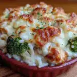 cheesy chicken broccoli rice casserole - featured image