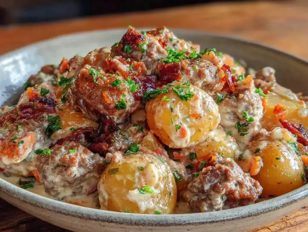 cozy fall sausage potato soup - featured image