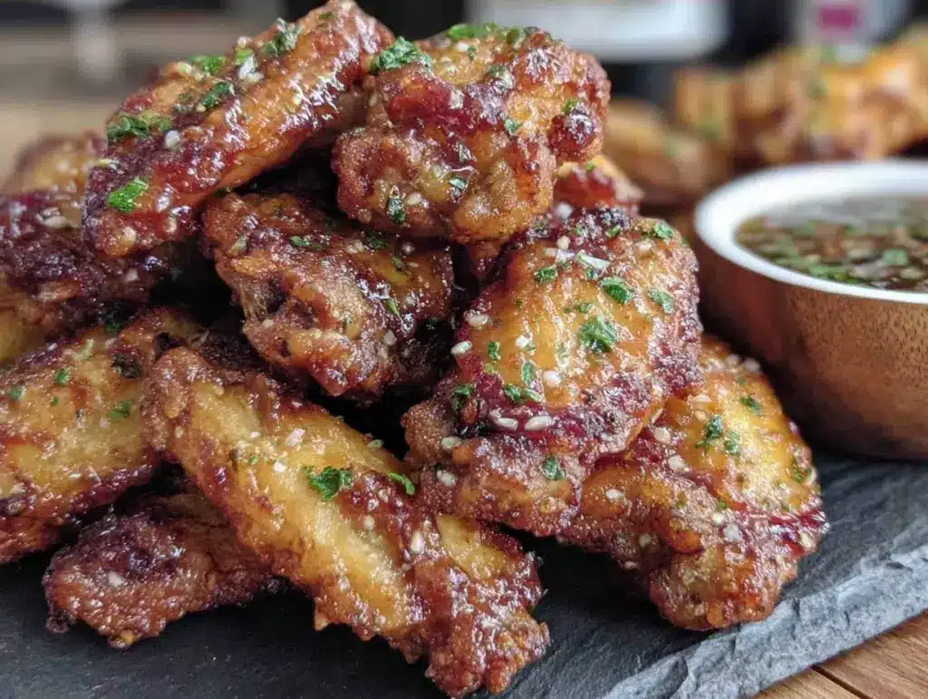 crispy air fryer honey garlic wings - featured image