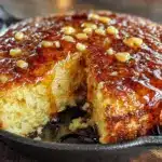 crispy buttery cast iron cornbread with honey - featured image