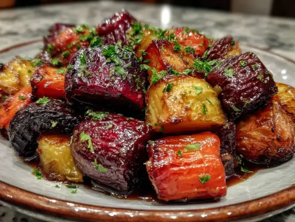 Crispy Roasted Vegetables with Maple Dijon Glaze - featured image