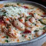 easy creamy white chicken chili in slow cooker - featured image