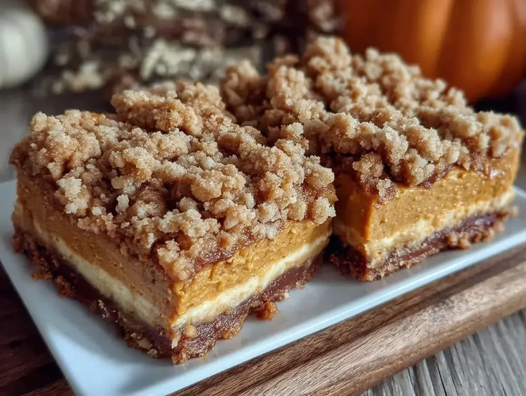 fall pumpkin cheesecake bars - featured image