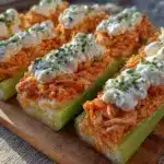 Healthy Buffalo Chicken Celery Boats - featured image
