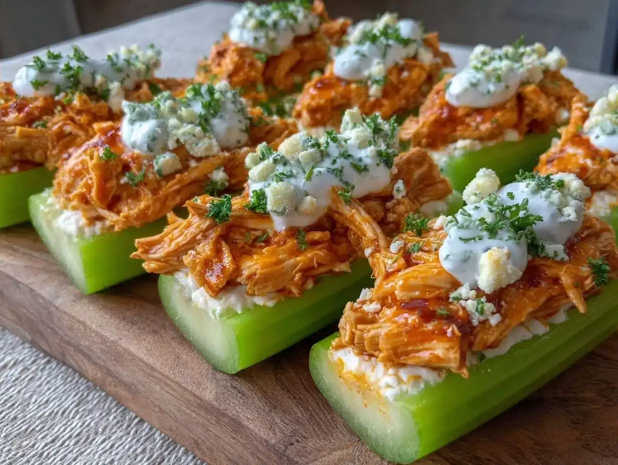 Healthy Buffalo Chicken Celery Boats: 5 Easy Game Day Snacks 4 Healthy Buffalo Chicken Celery Boats preparation steps