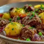 hearty ground beef stew - featured image