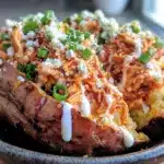 High-Protein Buffalo Chicken Stuffed Sweet Potatoes - featured image