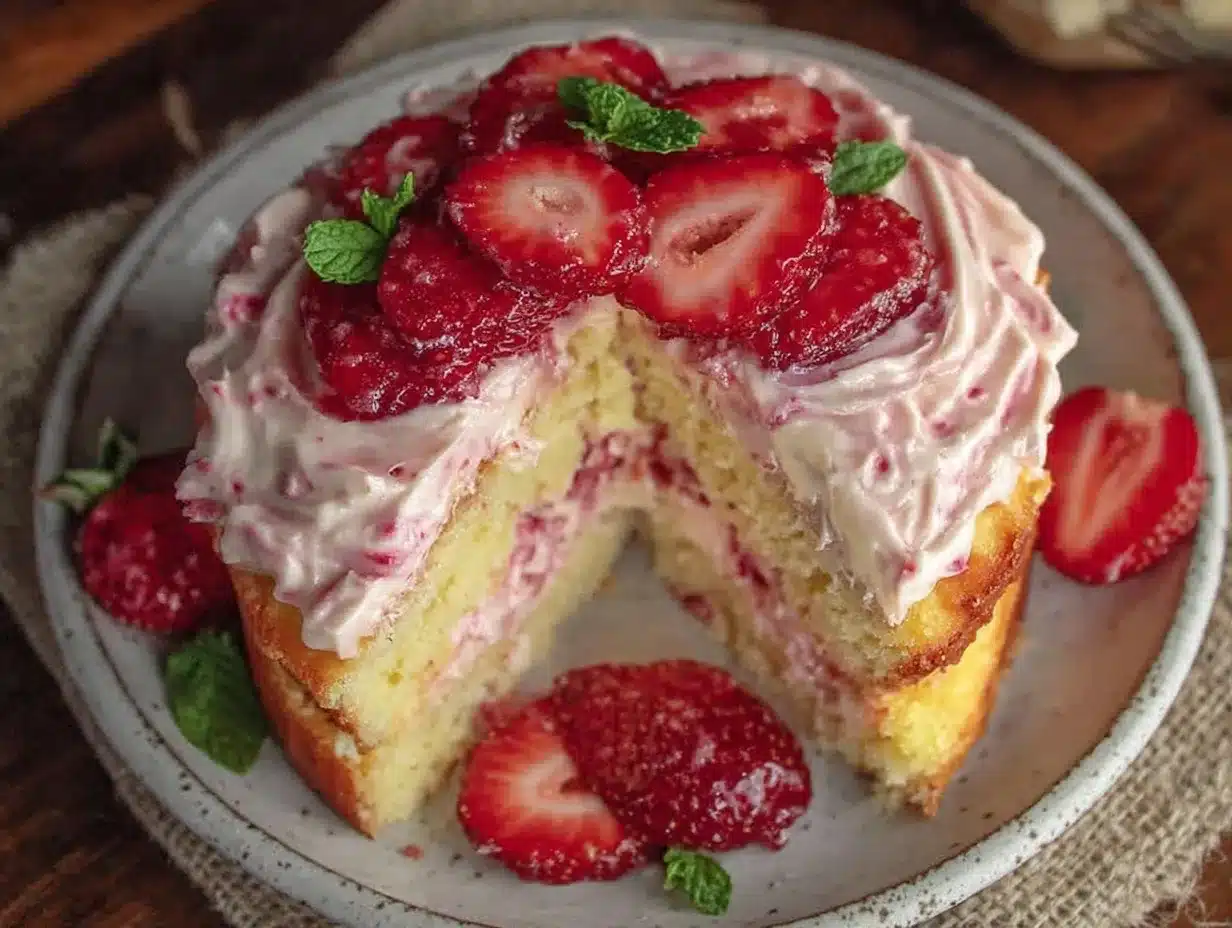 Neapolitan Layer Cake: 3 Flavor Strawberry Frosting 4 Neapolitan Layer Cake preparation steps