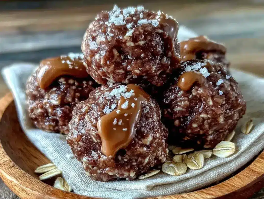 no-bake chocolate peanut butter energy balls - featured image