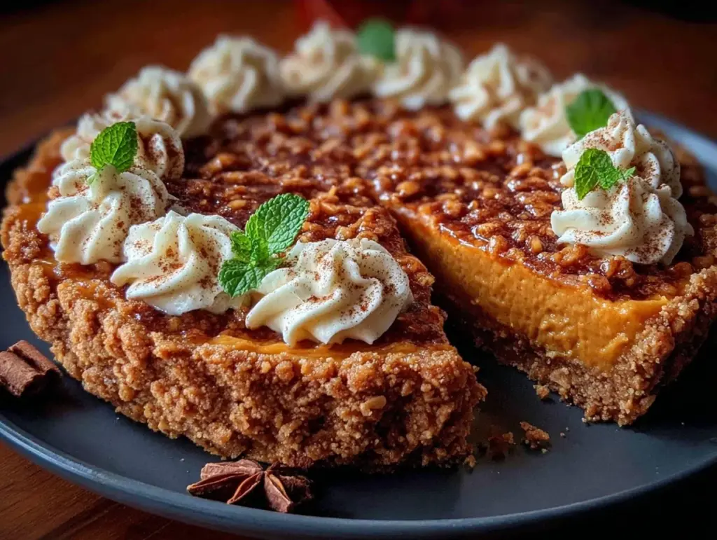no-bake fall pumpkin pie with gingersnap crust - featured image