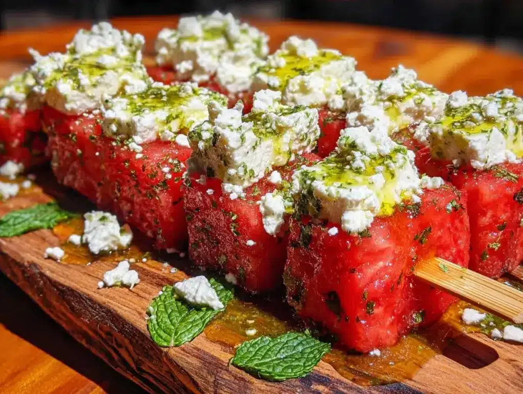 outdoor watermelon feta skewers - featured image