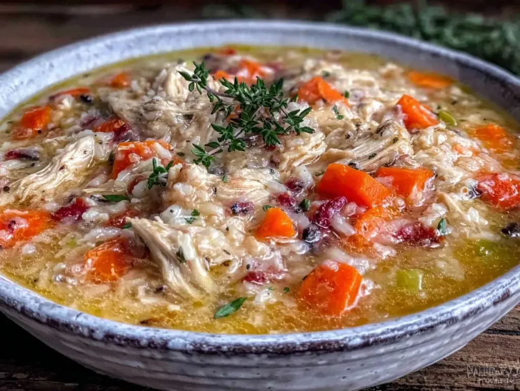 slow cooker chicken wild rice soup - featured image